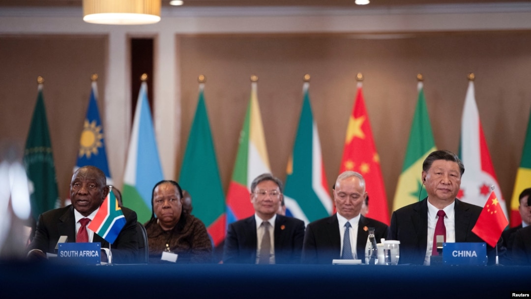 President of China Xi Jinping and South African President Cyril Ramaphosa attend the China-Africa Leaders' Roundtable Dialogue on the last day of the BRICS Summit, in Johannesburg, South Africa, Aug. 24, 2023. 