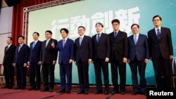 台灣當選總統賴清德在台北舉行記者會宣布新內閣人選。 （2024年4月25日）
