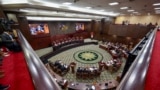 Sidang tanggapan Komisi Pemilihan Umum (KPU) terhadap perselisihan hasil pemilu di Mahkamah Konstitusi di Jakarta, 28 Maret 2024. (BAY ISMOYO / AFP)