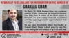 Reward poster offering up to $5,000,000 for information on the murder of Shakeel Khan.
