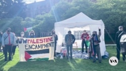 Pro-Palestinian encampment protesters hold ground on both US coasts