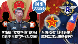 VOA卫视-时事大家谈：李尚福“交友不慎”落马？习近平再提“净化社交圈”；台防长称“敌情异常” 解放军攻台准备曝光？