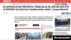 Tekst iz "Večernjih novosti" o pojavljivanju Jovane Marović na protestu "Srbija protiv nasilja"