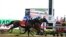 National Treasure, right, with jockey John Velazquez, edges out Blazing Sevens, with jockey Irad Ortiz Jr., to win the148th running of the Preakness Stakes horse race at Pimlico Race Course, May 20, 2023, in Baltimore, Maryland.