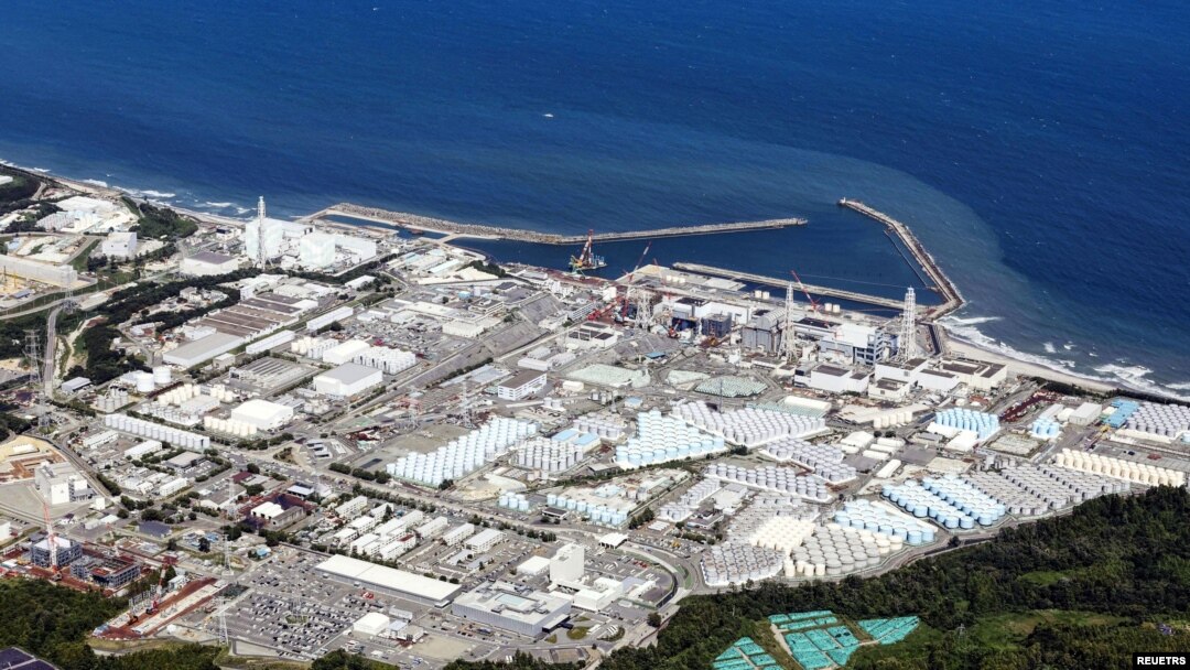 Ảnh chụp từ trên không cho thấy nhà máy điện hạt nhân Fukushima Daiichi bắt đầu xả nước phóng xạ đã qua xử lý ra Thái Bình Dương, tại thị trấn Okuma, quận Fukushima, Nhật Bản, vào ngày 24/8/2023.