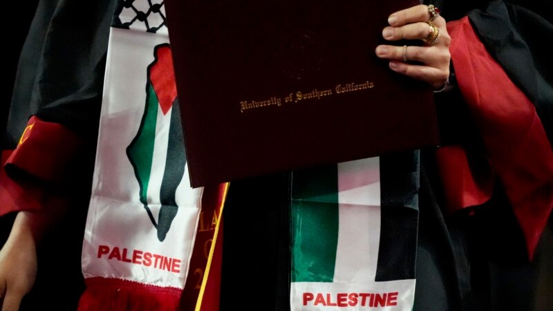 Small pro-Palestinian protests emerge at US college commencements