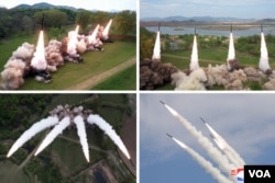 지난 22일 북한 비공개 장소에서 진행된 핵반격가상종합전술훈련 중 방사포가 발사되는 모습. 북한 관영매체 조선중앙통신이 23일 보도.