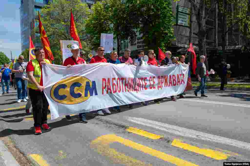 Први мај, Ден на трудот. Синдикален протест во Скопје за повисоки плати и за достоинствени работнички права