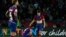 FILE - Barcelona players react at the end of the Champions League quarterfinal second leg soccer match between Barcelona and Paris Saint-Germain at the Olimpic Lluis Companys stadium in Barcelona, Spain, April 16, 2024.