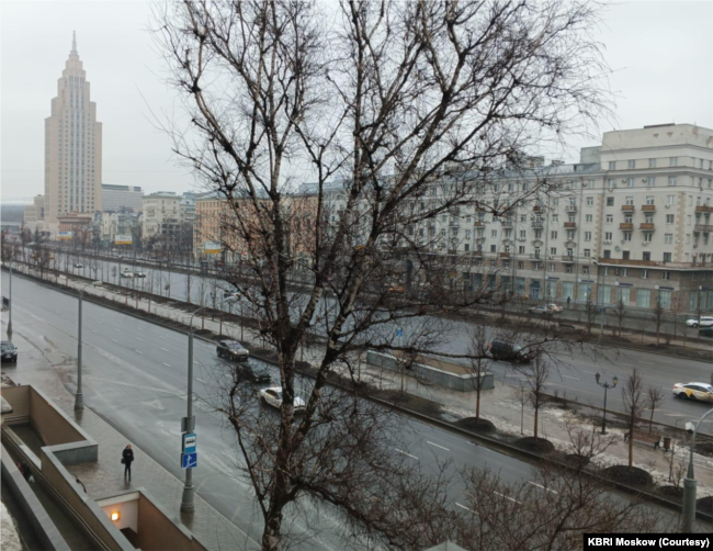 Suasana di Leningradskiy Ave, Moskow, Rusia, Sabtu (23/3). (Foto: Courtesy/KBRI Moskow)