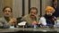 Pakistan Interior Minister Rana Sanaullah, center, listens to a question during a press conference in Islamabad, May 24, 2022.