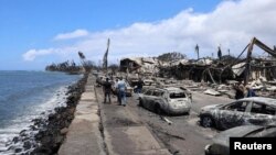 A view of damage cause by wildfires in Lahaina, Maui, Hawaii, U.S., in this undated picture released on Aug. 11, 2023. (Office of the Governor Hawaii Josh Green/Handout via Reuters)