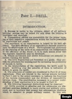 Page from U.S. Army Infantry Drill Regulations, 1911, with text corrections to February, 1917. Excerpts were used in the federal Indian boarding schools.