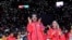 Venezuela's President Nicolas Maduro celebrates with supporters after saying he's running for another term in the July 28, 2024 election, at the Poliedro de Caracas, Venezuela, March 16, 2024.