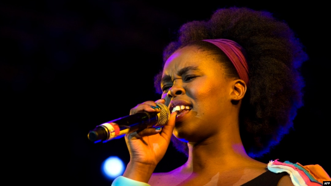 FILE - South African singer and songwriter Zahara performs at the Cape Town International Jazz Festival on March 31, 2012, in Cape Town. 