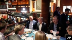 Secretary of State Antony Blinken dines at the Nanxiang Steamed Bun Restaurant at the Yu Gardens in Shanghai, China, April 24, 2024.