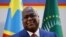 FILES - Democratic Republic of Congo's President Felix Tshisekedi holds a press conference with France's president as part of their meeting at the Palace of the Nation in Kinshasa, on March 4, 2023.