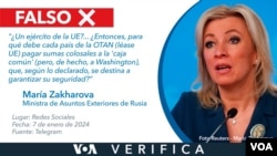 Es falso el discurso de Rusia que considera que la UE financia a Estados Unidos a través de la OTAN.