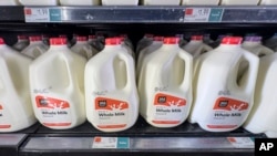 Milk on display at a Whole Foods grocery store in New York, Jan. 19, 2024.