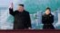 North Korean leader Kim Jong Un and his daughter, Kim Ju Ae, attend a ceremony for the construction of a new street in Pyongyang in this undated photo released on Feb. 26, 2023, by North Korea's Korean Central News Agency. (KCNA via Reuters)