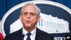 FILE - Attorney General Merrick Garland speaks May 4, 2023, at the Department of Justice in Washington.
