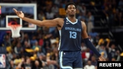 Jaren Jackson Jr des Memphis Grizzlies lors d'un match de play-offs contre les Los Angeles Lakers, USA, le 16 avril 2023.