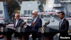 Tổng thống Joe Biden đã công bố một bước phát triển lớn của hiệp ước an ninh ba bên năm 2021, còn gọi là AUKUS, ngày 13/3/2023.
