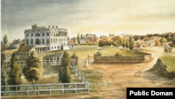 Watercolor of the White House’s South Grounds, Unknown artist, 1827