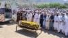 Locals attend funeral prayers for journalist Khalil Jibran on June 19, 2024, in Khyber district, Khyber Pakhtunkhwa province, Pakistan. Unidentified gunmen shot and killed Jibran on June 18, 2024. (Photo courtesy Aman Ali)