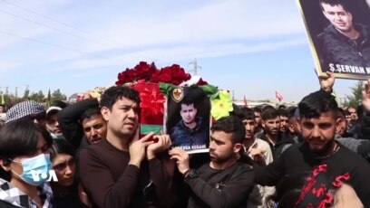 ڕێوڕەسمی بەخاکسپاردنی تەرمی 9 شەڕڤانی هەسەدە لە کۆبانی
