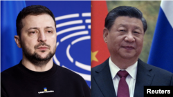 ARCHIVO - El presidente de Ucrania, Volodymyr Zelenskyy conversó por teléfono con el presidente de China, Xi Jinping, el 26 de abril de 2023.