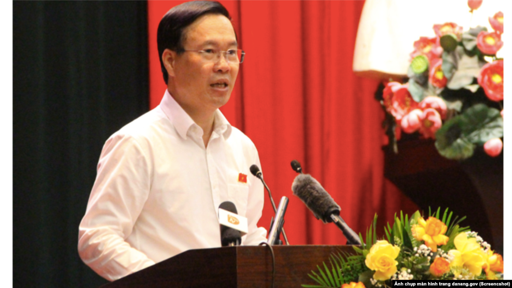 Chủ tịch nước Việt Nam Võ Văn Thưởng phát biểu trước các cử tri Đà Nẵng (Ảnh chụp màn hình danang.gov)