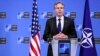 U.S. Secretary of State Antony Blinken addresses a media conference after a meeting of NATO foreign ministers at NATO headquarters in Brussels, April 4, 2024.