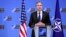 U.S. Secretary of State Antony Blinken addresses a media conference after a meeting of NATO foreign ministers at NATO headquarters in Brussels, April 4, 2024.