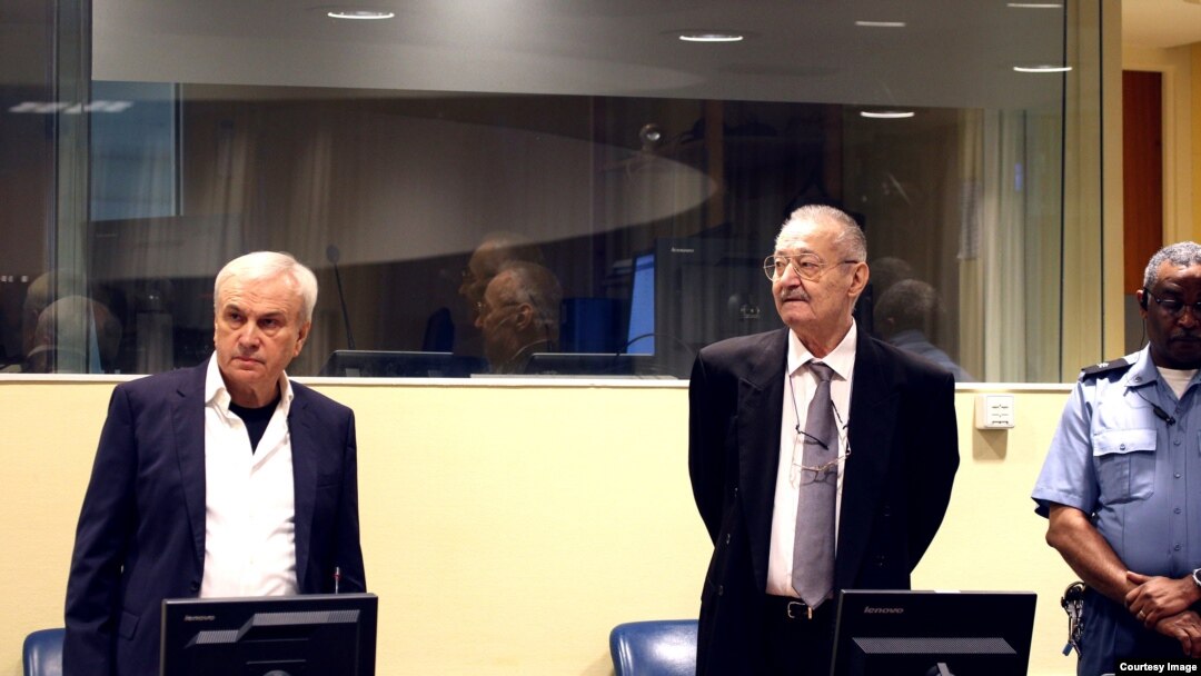 Jovica Stanišić i Franko Simatović u sudnici sudnici Međunarodnoh rezidualnioh mehanizma za krivične sudove u januaru 2023.