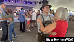 Couples dance to polka music during Musikfest in Bethlehem, Northampton County, Pennsylvania, on Aug. 11, 2024. Northampton has a remarkable knack for choosing the victor of U.S. presidential elections.