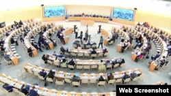 18일 스위스 제네바에서 유엔 인권이사회 회의가 열렸다.