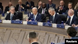 U.S. President Joe Biden speaks during a meeting at NATO's 75th anniversary summit in Washington, July 10, 2024.