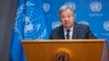 El secretario general de la ONU, Antonio Guterres, aborda la situación entre Israel y Hamás en una sesión informativa en la sede de Naciones Unidas el 9 de octubre de 2023.