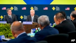 President Joe Biden speaks during the first U.S.-Pacific Island Country Summit in Washington, Sept. 29, 2022. Biden's proposed federal budget released March 9, 2023, includes more than $7.1 billion for the Marshall Islands, Micronesia and Palau.