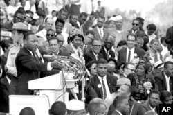 Dr. Martin Luther King Jr., dalam pidatonya "I Have a Dream" di depan ribuan pendukung hak-hak sipil yang berkumpul di Washington DC pada 28 Agustus 1963.