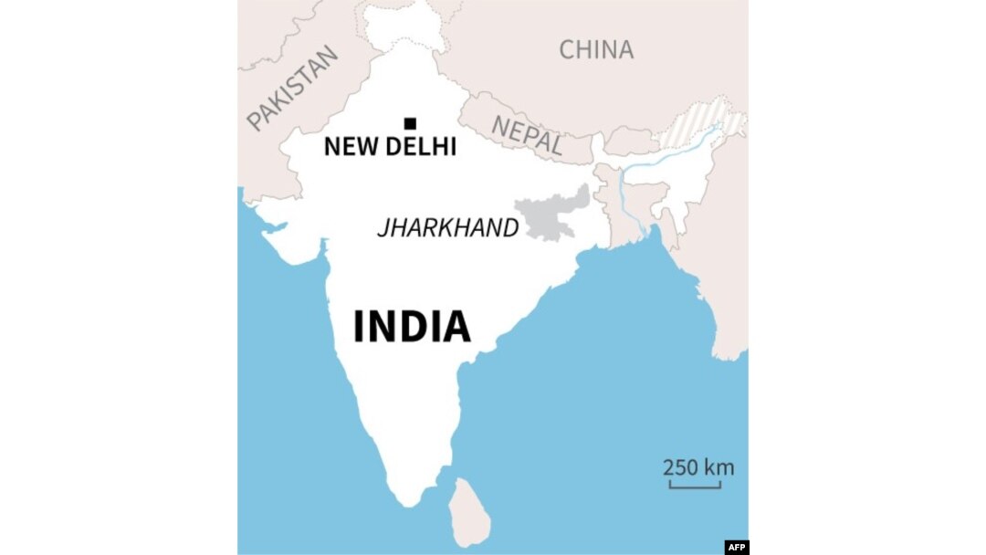 A map showing the location of India's Jharkhand state.