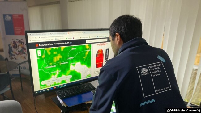 Autoridades en la región del Biobío, Chile, monitorean las afectaciones que ha traído el temporal de lluvias en la región