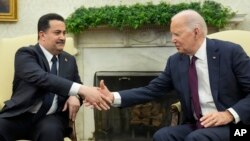 15일 조 바이든 미국 대통령과 모하메드 알수다니 이라크 총리가 백악관에서 만나 정상회담을 가졌다.