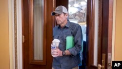 Rep. Garret Graves, R-La., top mediator in the debt limit talks for House Speaker Kevin McCarthy, R-Calif., leaves a meeting room after negotiations came to an abrupt halt, at the Capitol in Washington, May 19, 2023.