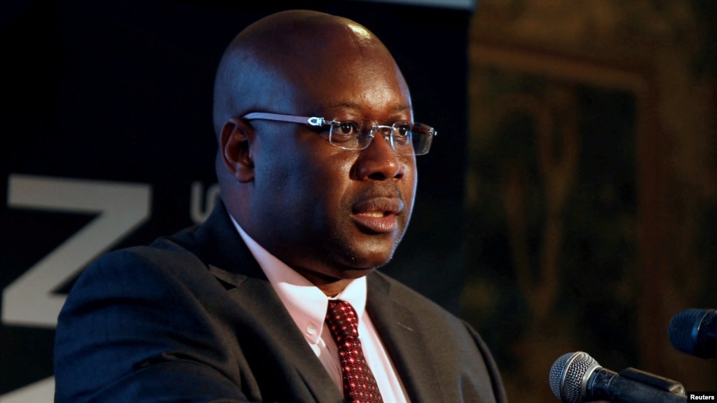 FILE PHOTO: Zimbabwe's Minister of Mines Winston Chitando speaks at a mining investment conference in Harare, Zimbabwe, February 28, 2018.REUTERS/Philimon Bulawayo
