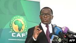 Paulin Claude Danho lors de l'inauguration du bureau local de la Confédération Africaine de Football (CAF) à Abidjan le 4 avril 2022.