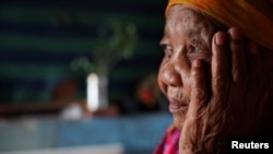 Ouma Katrina Esau, the last known fluent mother-tongue speaker of the indigenous N|uu language looks on during her interview at their house in Upington, in the Northern Cape province, South Africa, April 18, 2023.