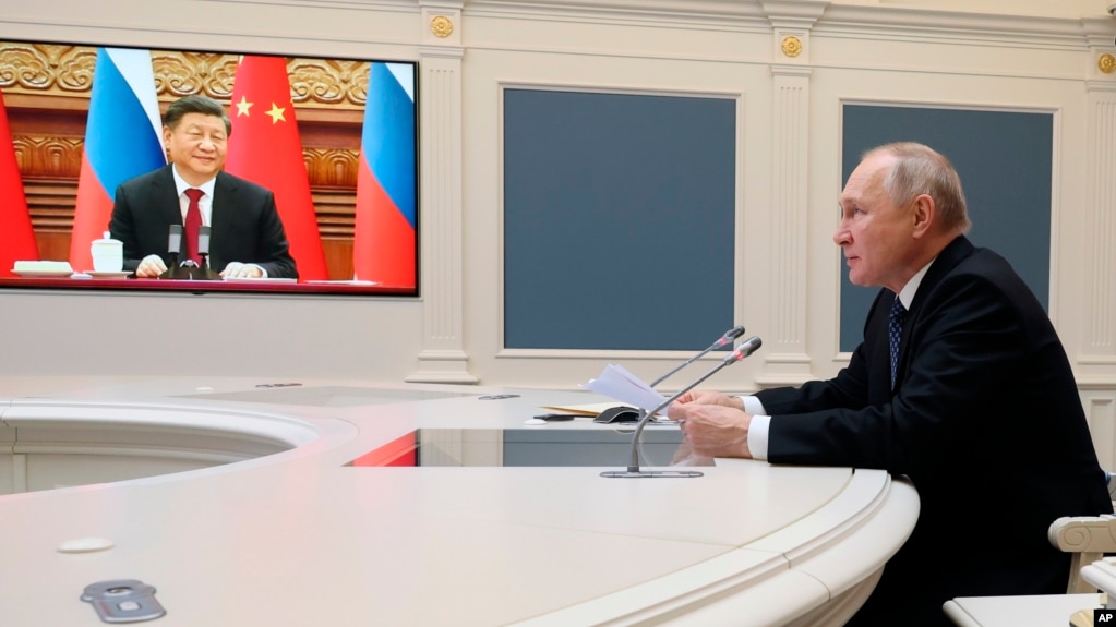 2022年12月30日俄罗斯总统普京同习近平召开视频会议(photo:VOA)