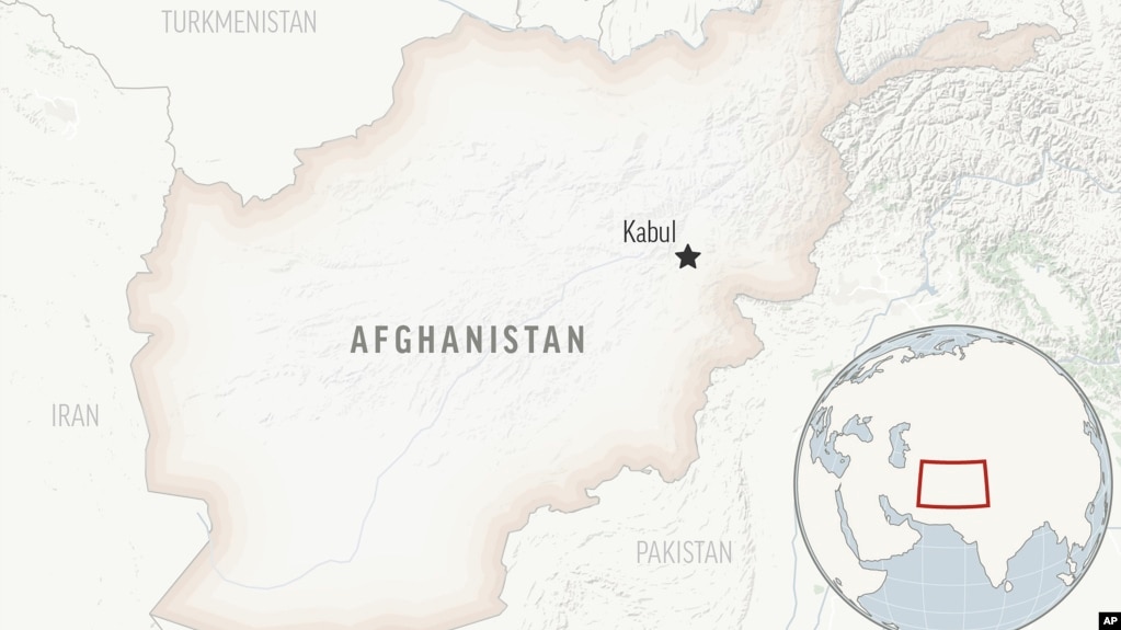 Map highlighting location of Kabul, Afghanistan.